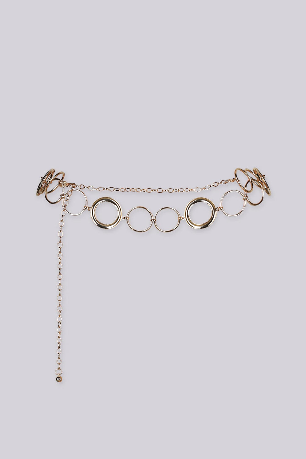 EDGE — gold ring link chain belt with circular link design, alternate flat lay view