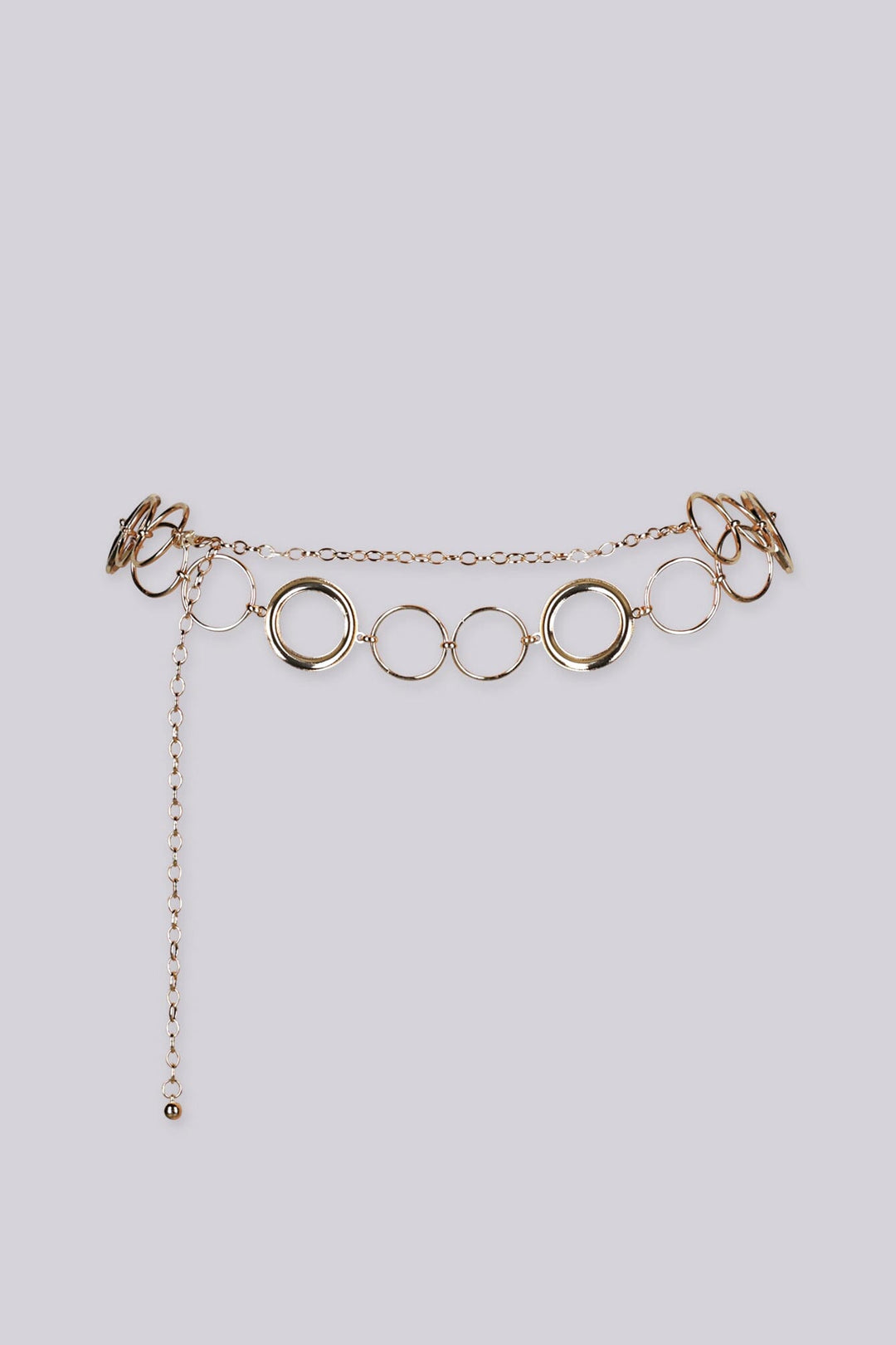 EDGE — gold ring link chain belt with circular link design, alternate flat lay view