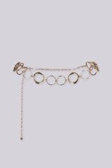 EDGE — gold ring link chain belt with circular link design, alternate flat lay view