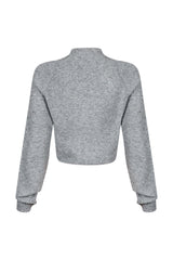 Long sleeve mock neck sweater top featuring bear graphic