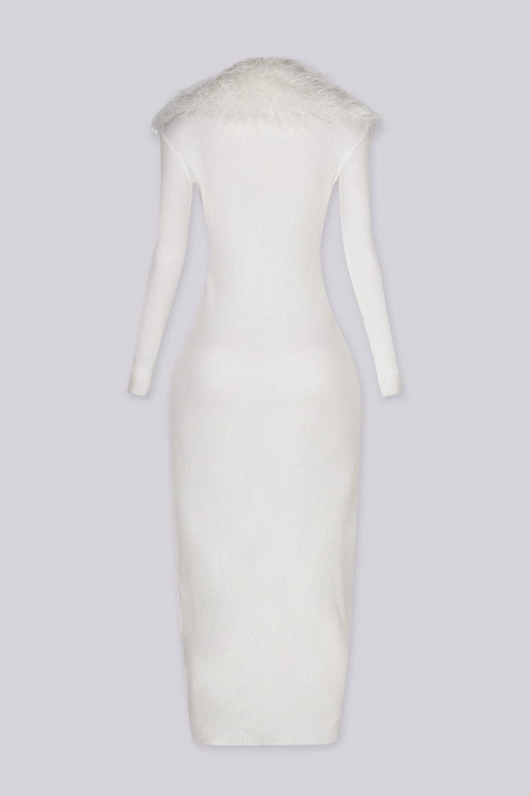 Ingrid Faux Fur Trim Ribbed Maxi Cardigan