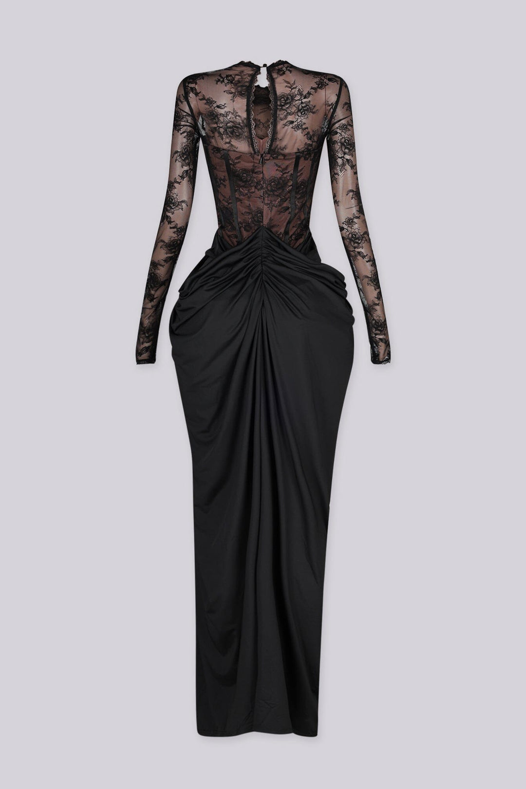Isadora Lace Draped Slit Maxi Dress