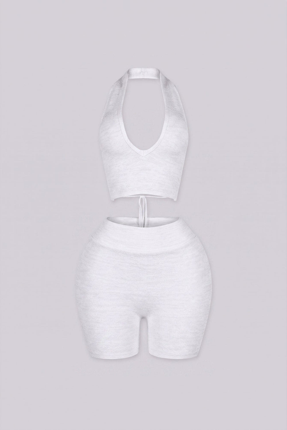 Jacquard halter neckline with adjustable crisscross ties at center back