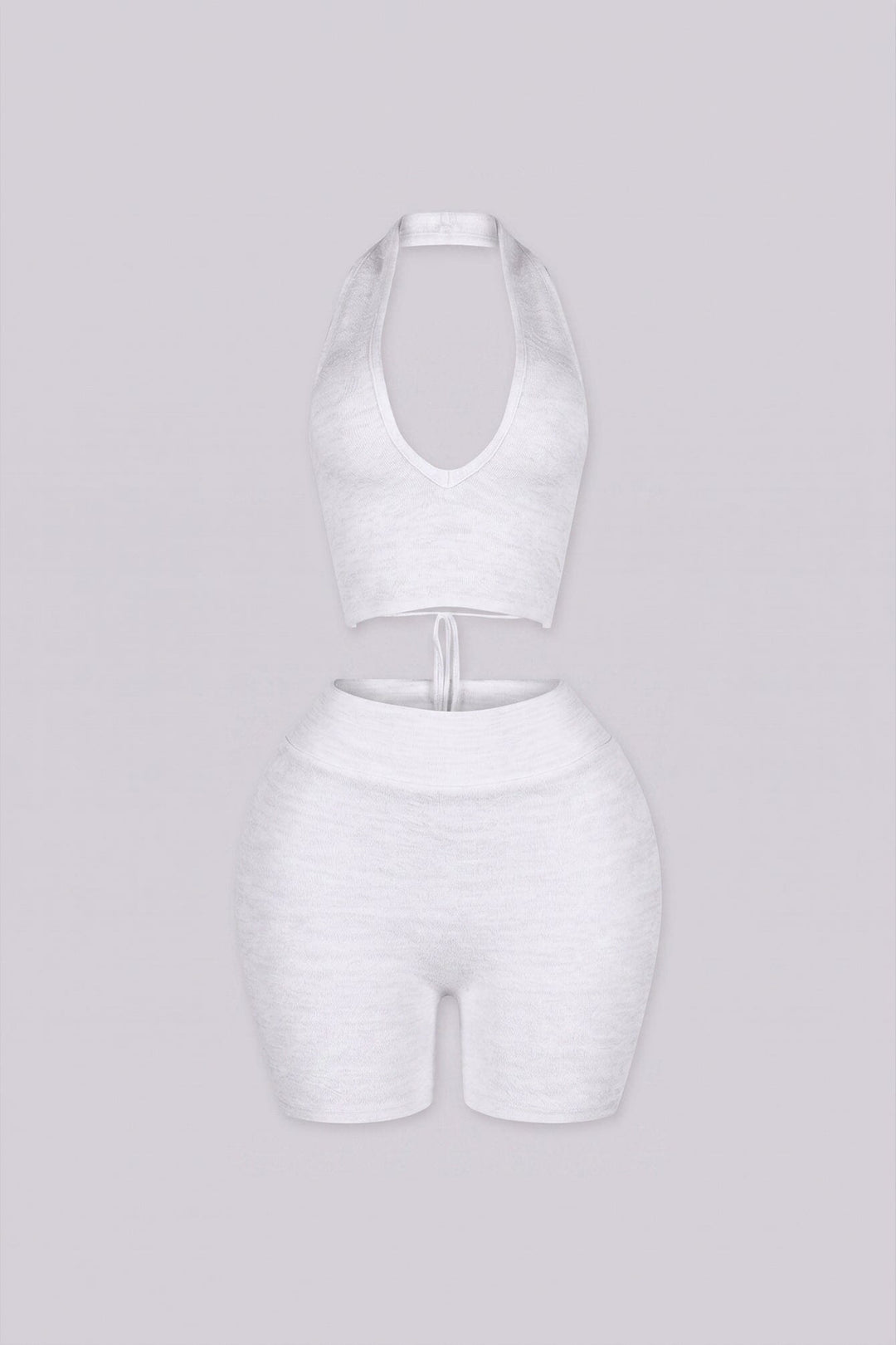 Jacquard halter neckline with adjustable crisscross ties at center back