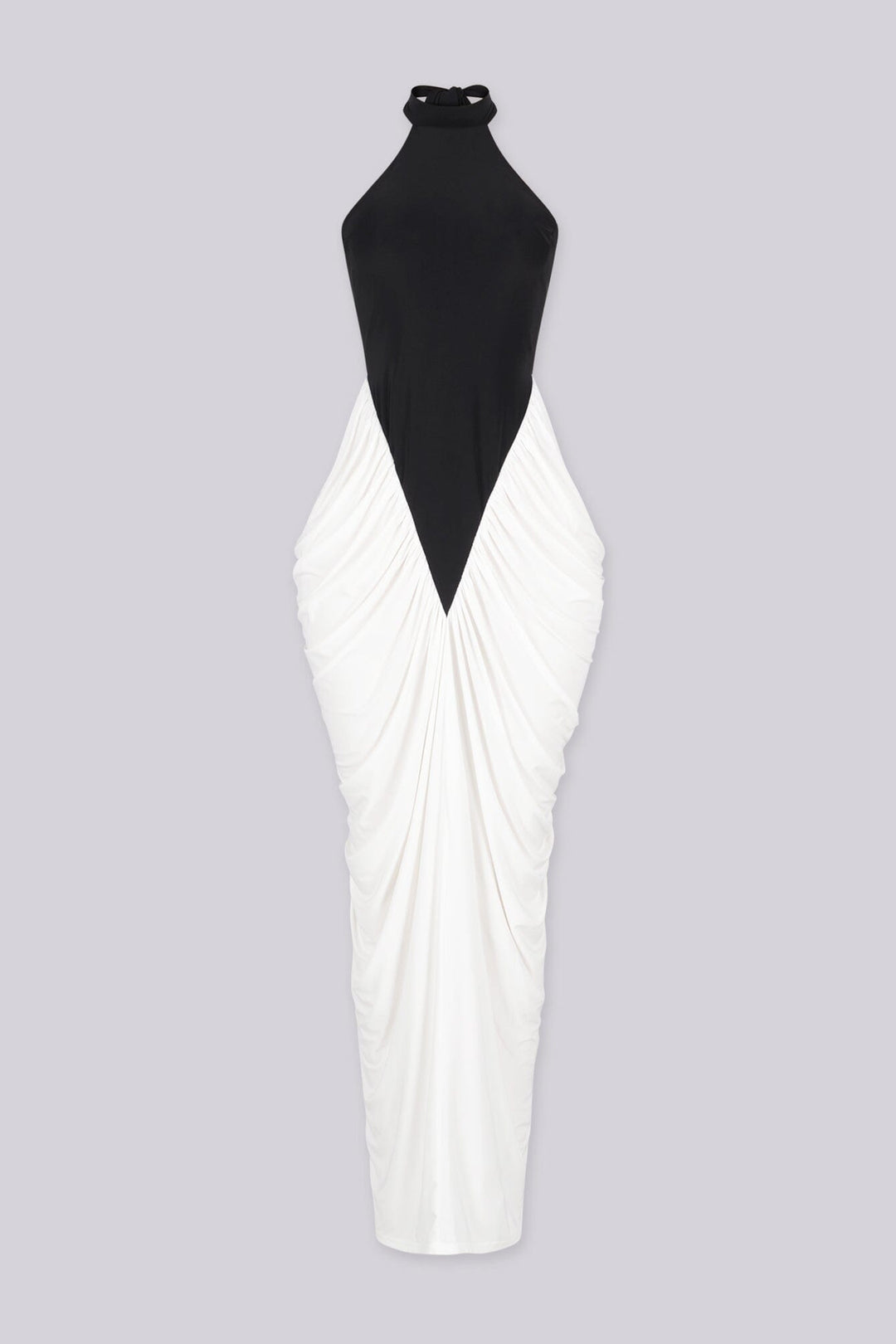 Modern evening-wear mock neck sleeveless maxi dress