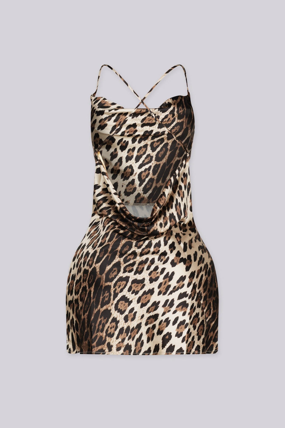 EDGEBYKS - Satin mini dress with a soft draped cowl neckline, back view