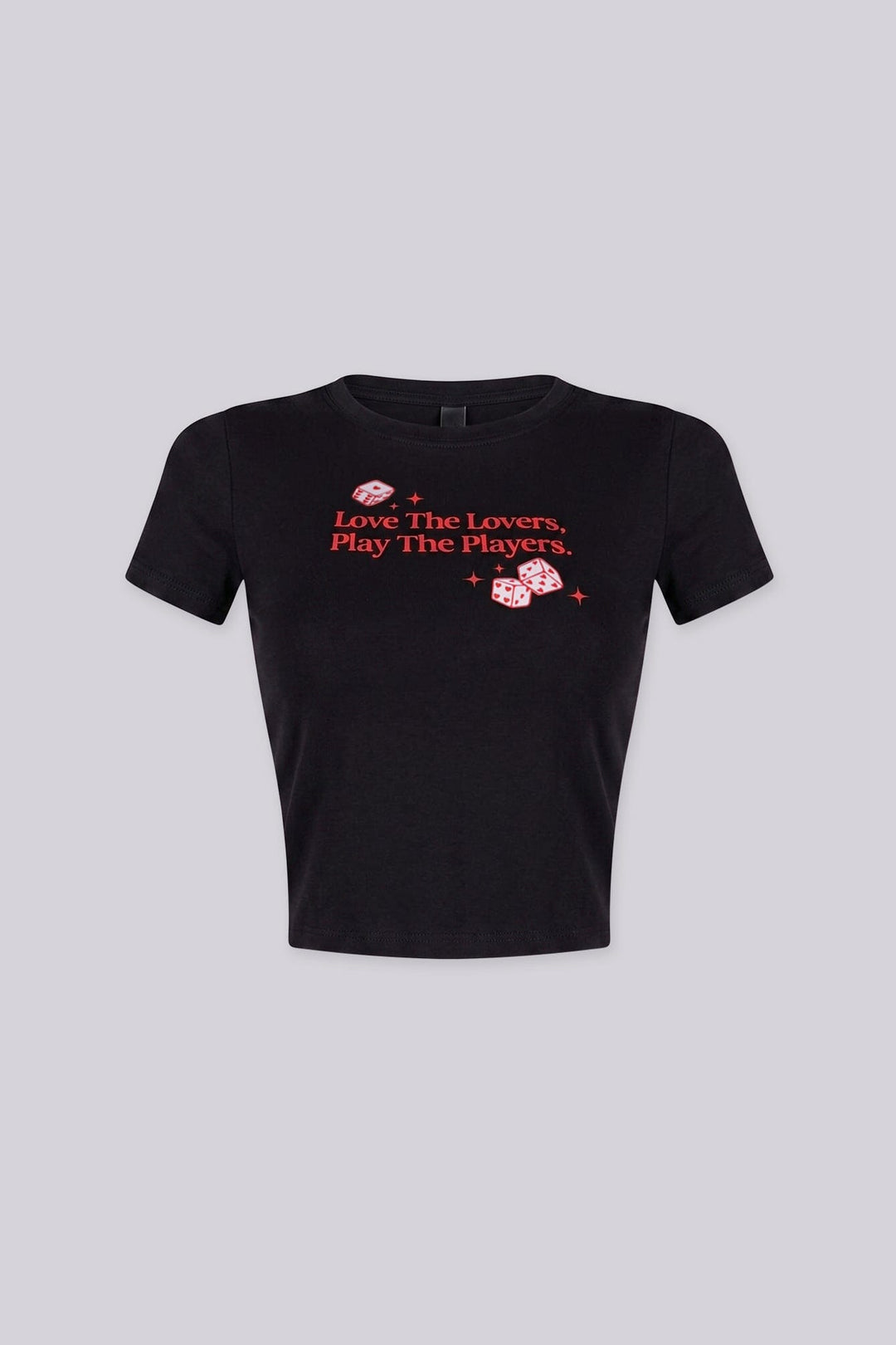 Soft cotton baby tee with a bold “Love The Lovers Play The Players” graphic
