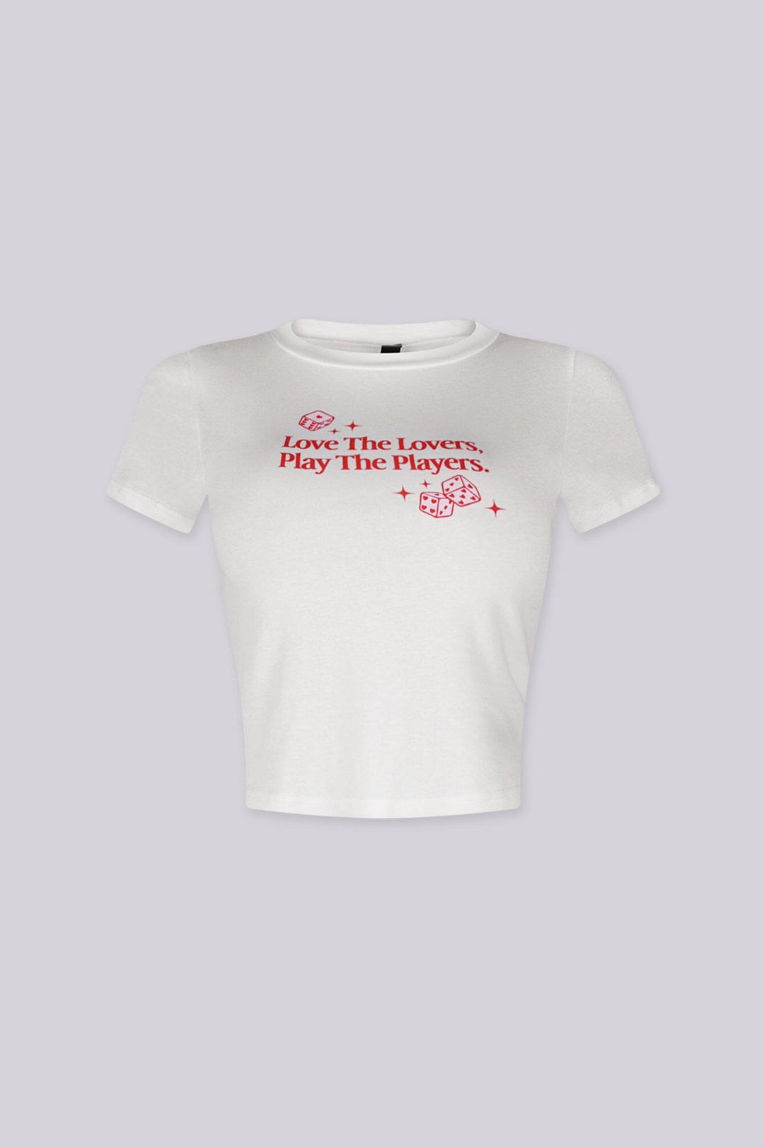 Soft cotton baby tee with a bold “Love The Lovers Play The Players” graphic