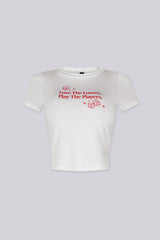 Soft cotton baby tee with a bold “Love The Lovers Play The Players” graphic