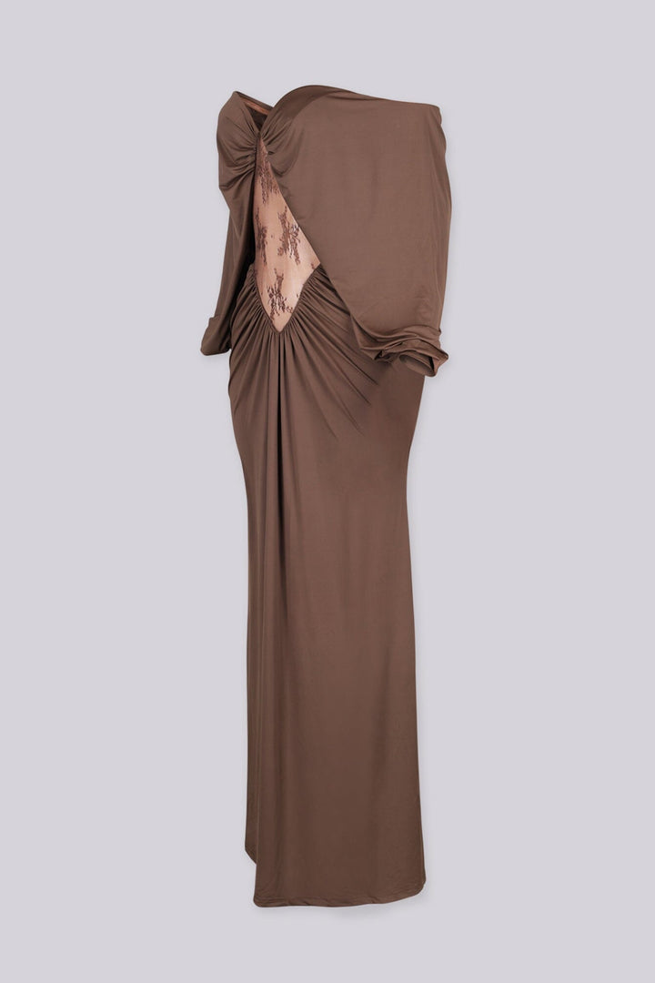 Lucinda Off Shoulder Lace Panel Maxi Dress