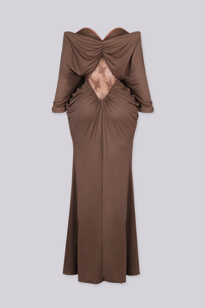 Lucinda Off Shoulder Lace Panel Maxi Dress