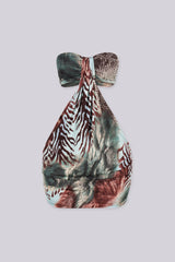 Exotic safari print tube mini dress featuring ruched details on the side