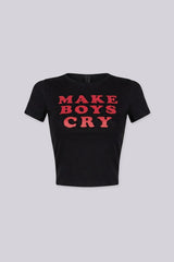 Soft stretch cotton baby tee with bold “MAKE BOYS CRY” graphic