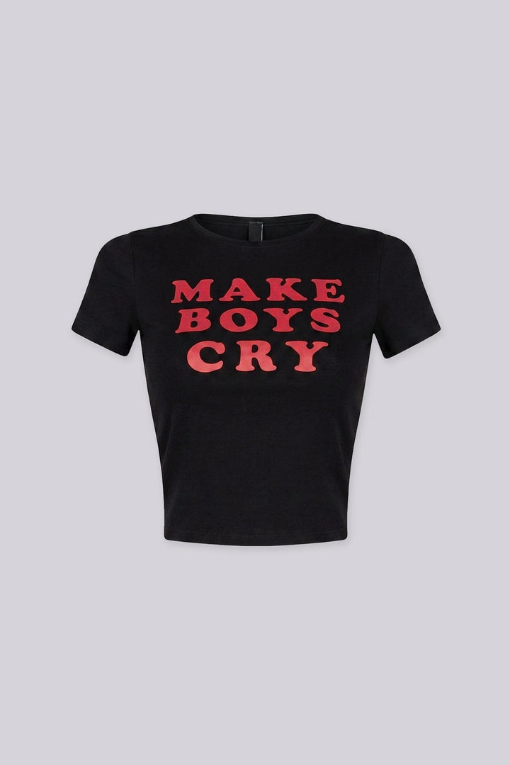 Soft stretch cotton baby tee with bold “MAKE BOYS CRY” graphic