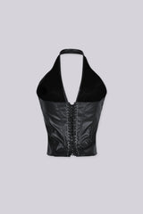 Marcella Faux Leather Lace Up Corset Top
