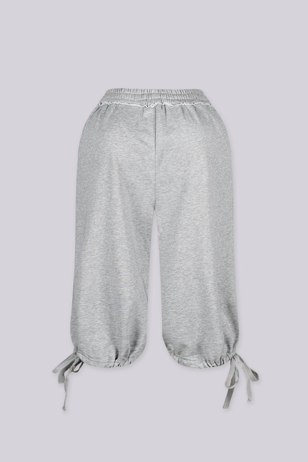 High waisted wide leg fleece capri pants featuring cinched hem with adjustable ties