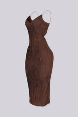 Marigold Textured Knit Cutout Midi Dress