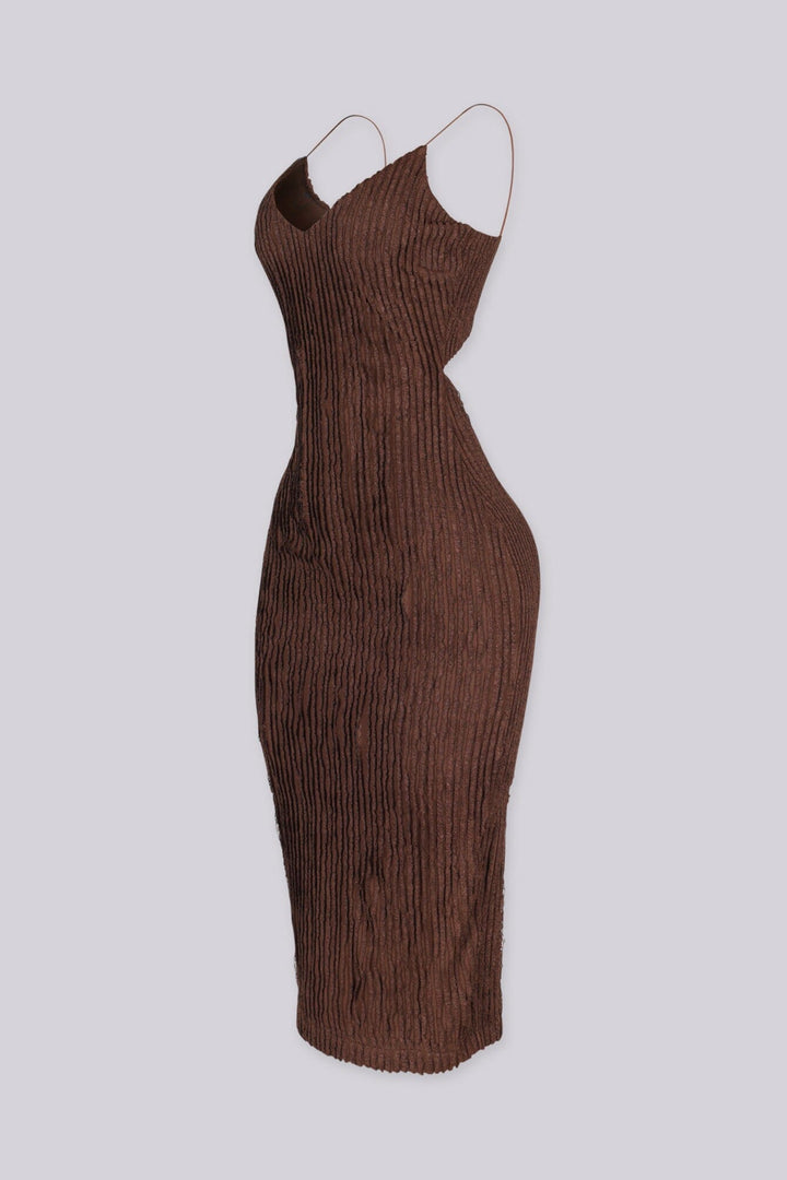Marigold Textured Knit Cutout Midi Dress