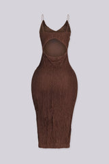 Marigold Textured Knit Cutout Midi Dress
