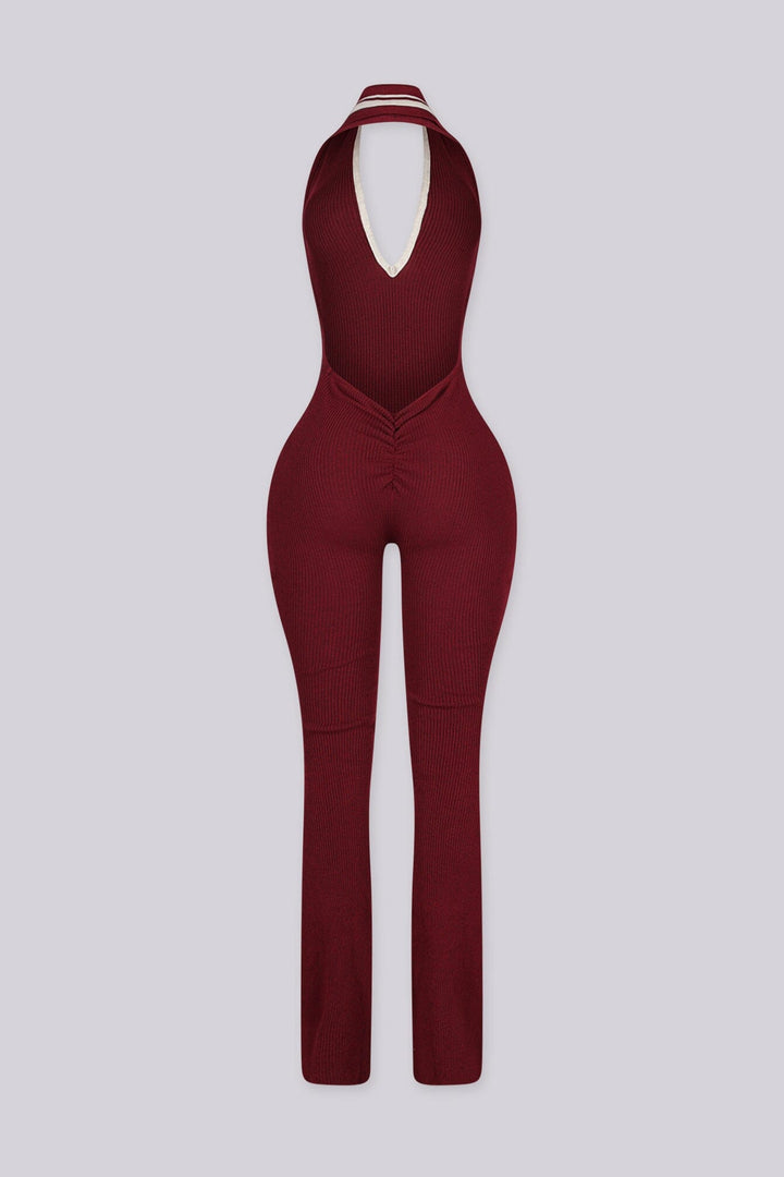 Marisa Halter Open Back Flare Jumpsuit