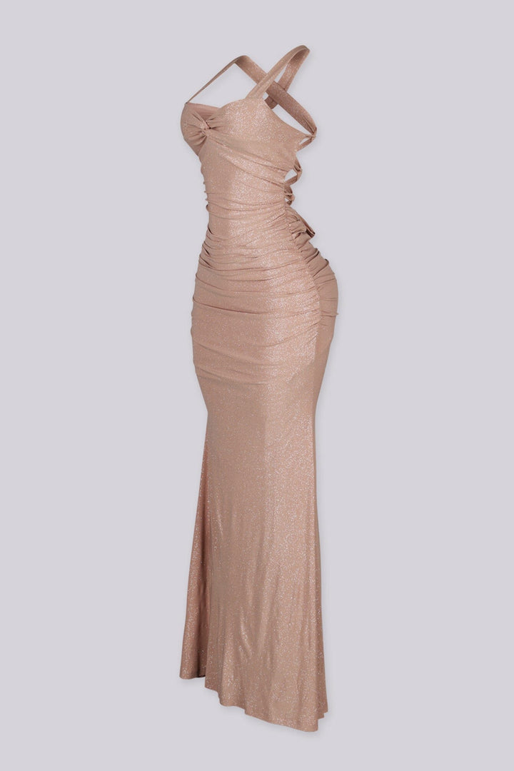 Marisol Glitter Ruched Maxi Dress