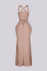 Marisol Glitter Ruched Maxi Dress