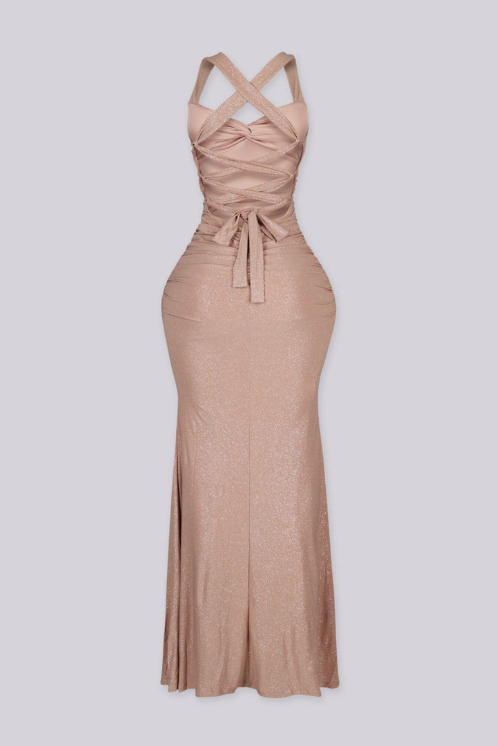 Marisol Glitter Ruched Maxi Dress