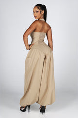 Halter crop top featuring a plunging neckline with&amp;nbsp;a peekaboo waist cutout