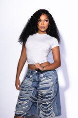 EDGEBYKS - Crew neckline seamless short sleeve crop top t shirt with ribbed hem and cuffs