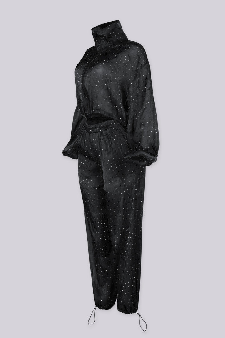 Mirae Rhinestone Satin Jacket &amp; Pants SET