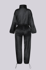 Mirae Rhinestone Satin Jacket &amp; Pants SET