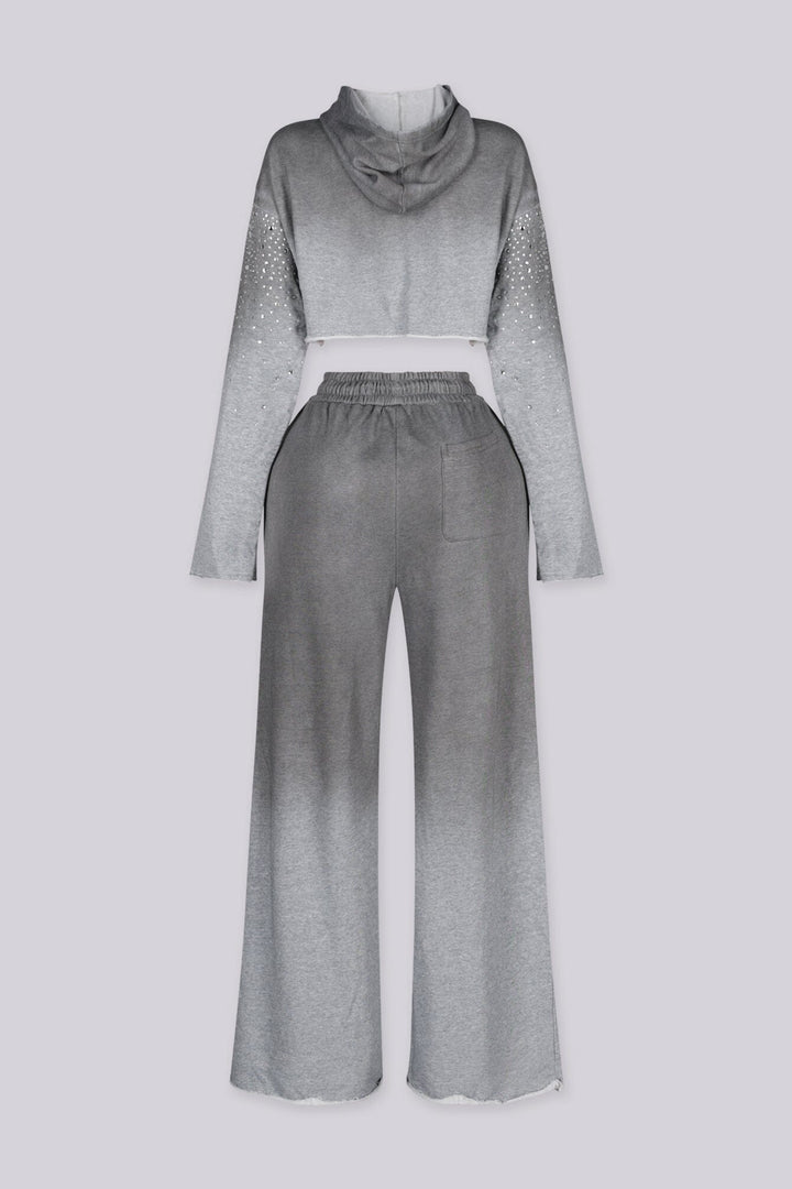 Mireya Rhinestone Hoodie &amp; Wide Leg Pants SET
