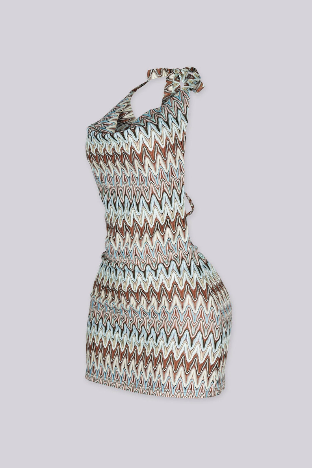 Mocha Mirage Halter Mini Dress