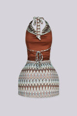 Mocha Mirage Halter Mini Dress