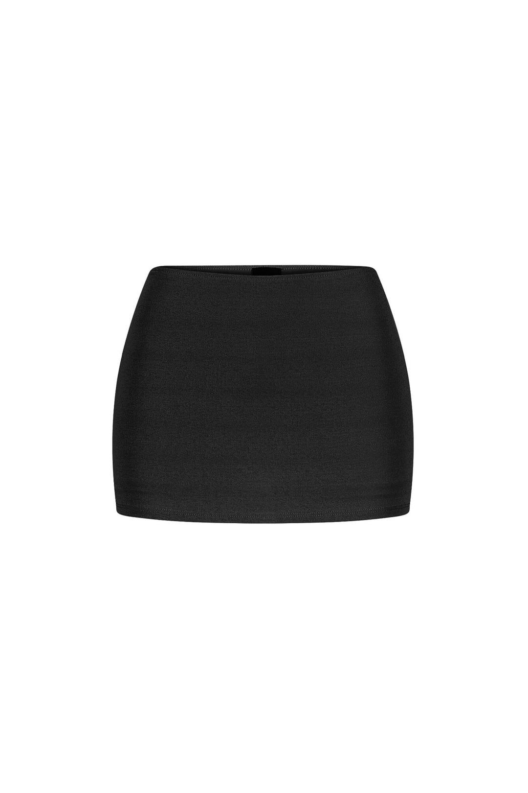 Low rise mini skirt featuring double lining for a tight fit
Attached inner shorts
