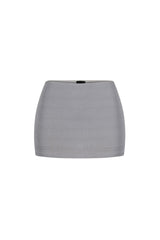 Low rise mini skirt featuring double lining for a tight fit
Attached inner shorts