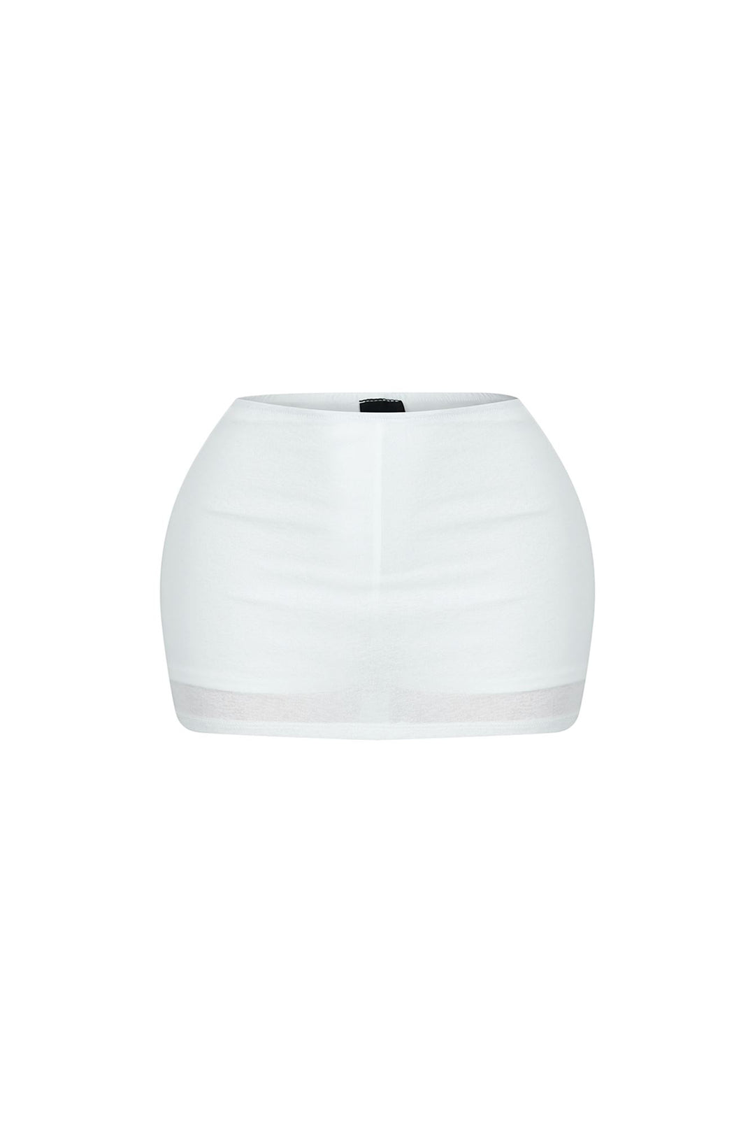 Low rise mini skirt featuring double lining for a tight fit
Attached inner shorts