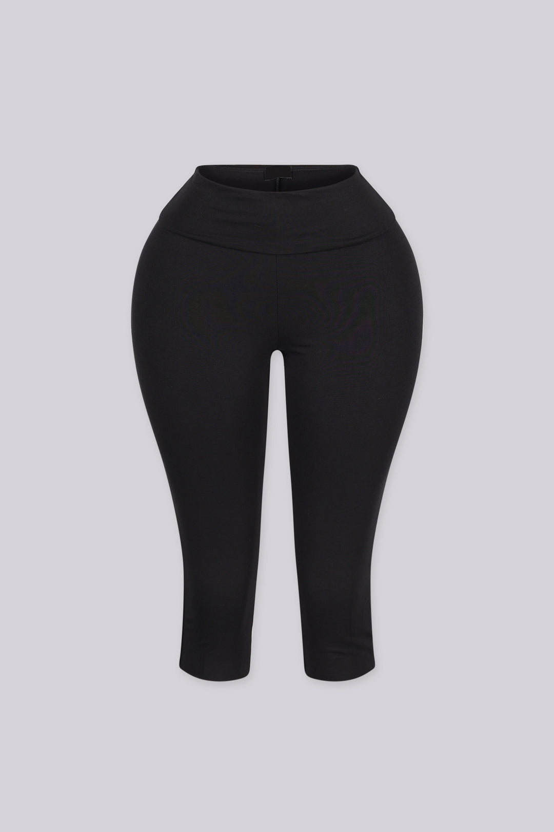 High waisted wide ribbed waistband capri leggings, Stretch fabric with a smooth compressive feel