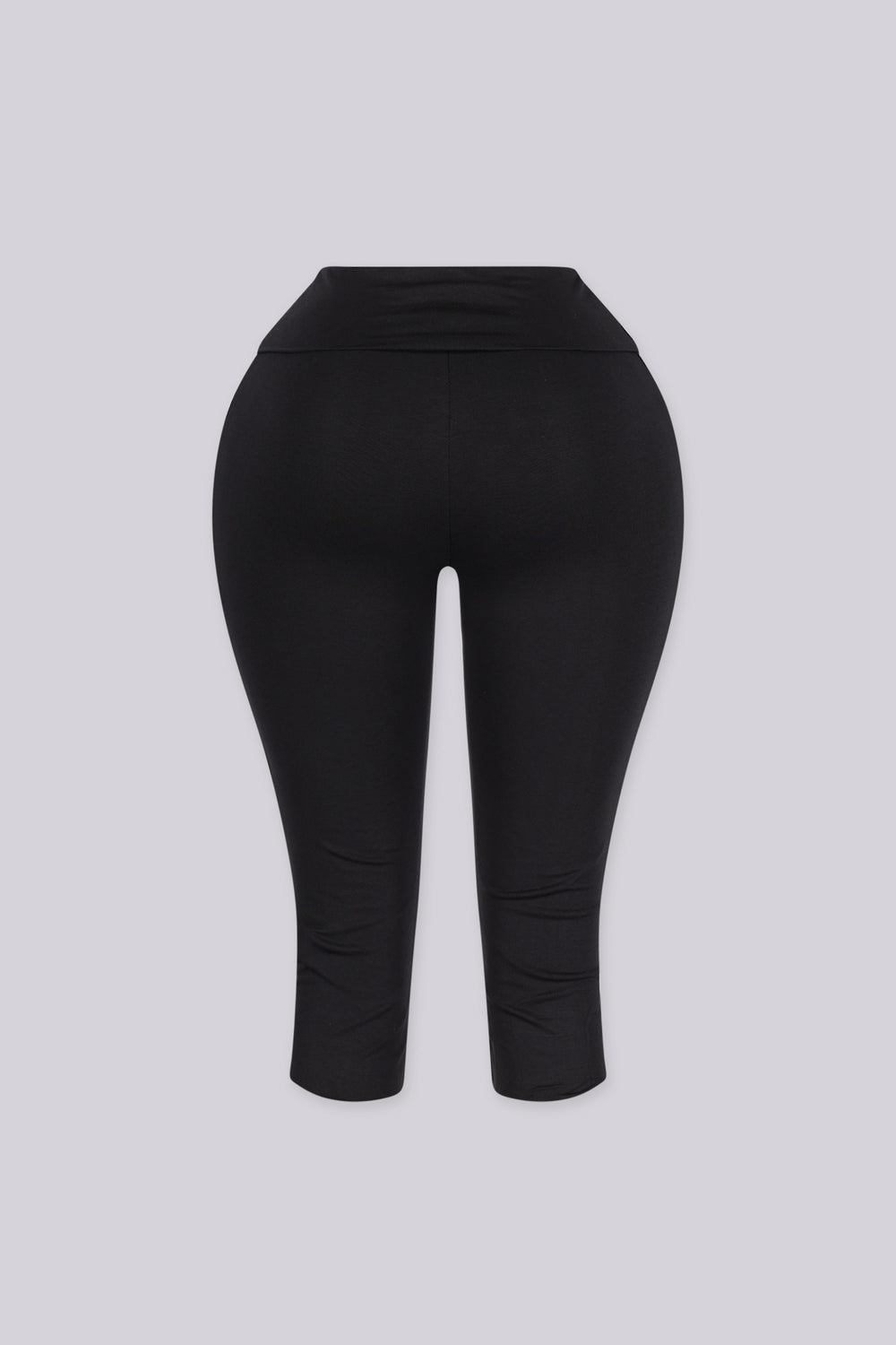 High waisted wide ribbed waistband capri leggings, Stretch fabric with a smooth compressive feel