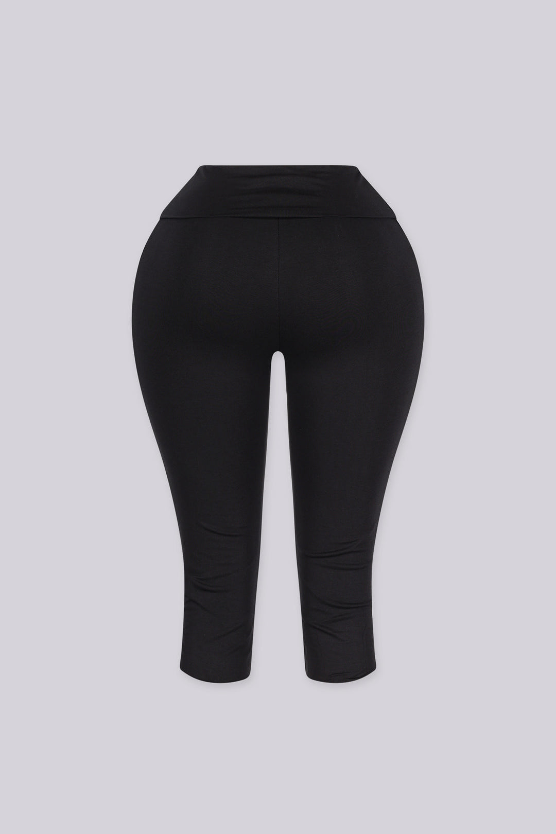 High waisted wide ribbed waistband capri leggings, Stretch fabric with a smooth compressive feel