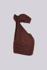 Tube top mini dress featuring ruched gathering detail at bust, Side cut-out detail at hip