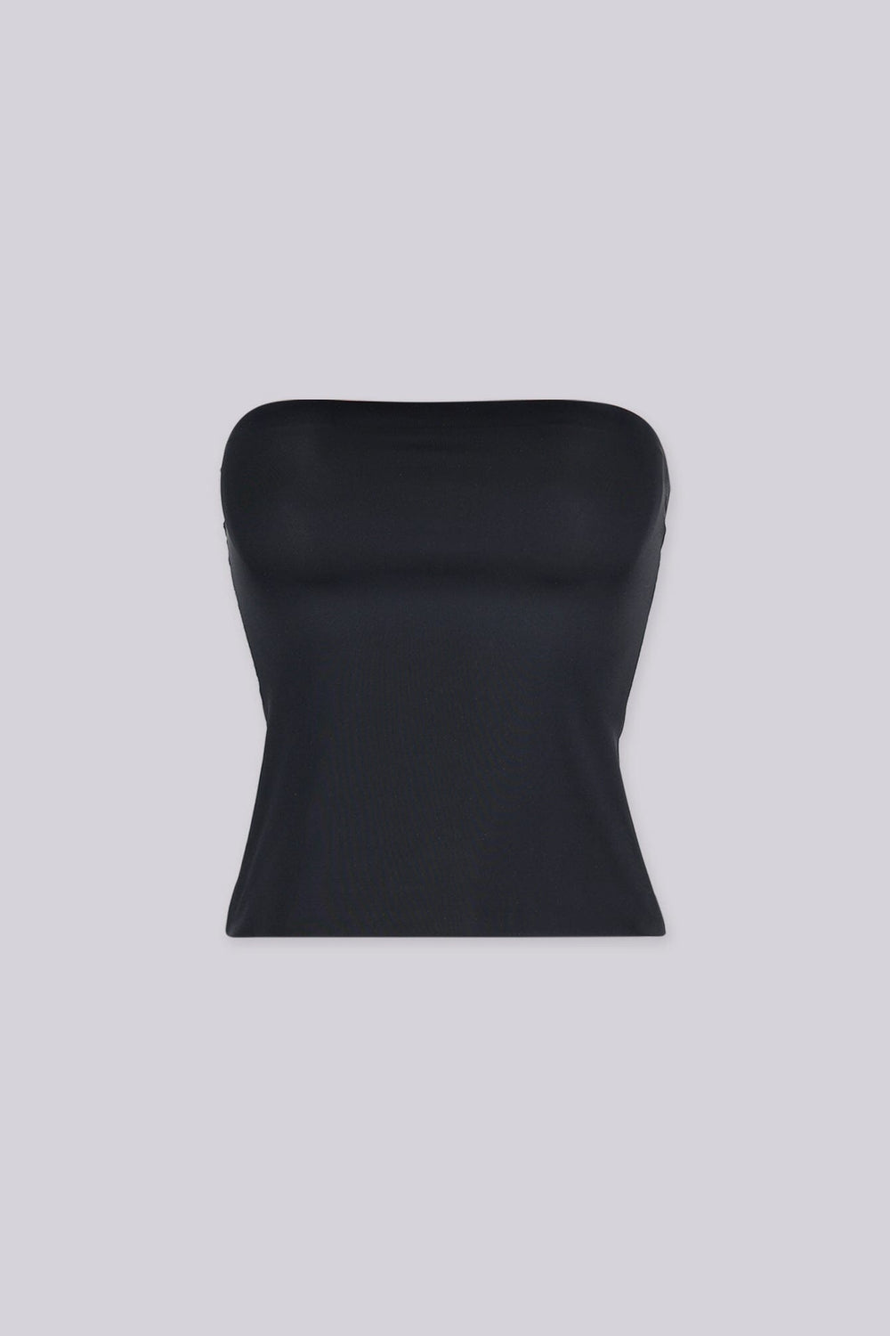 Cropped straight neckline tube top with a fitted silicone band for secure hold
