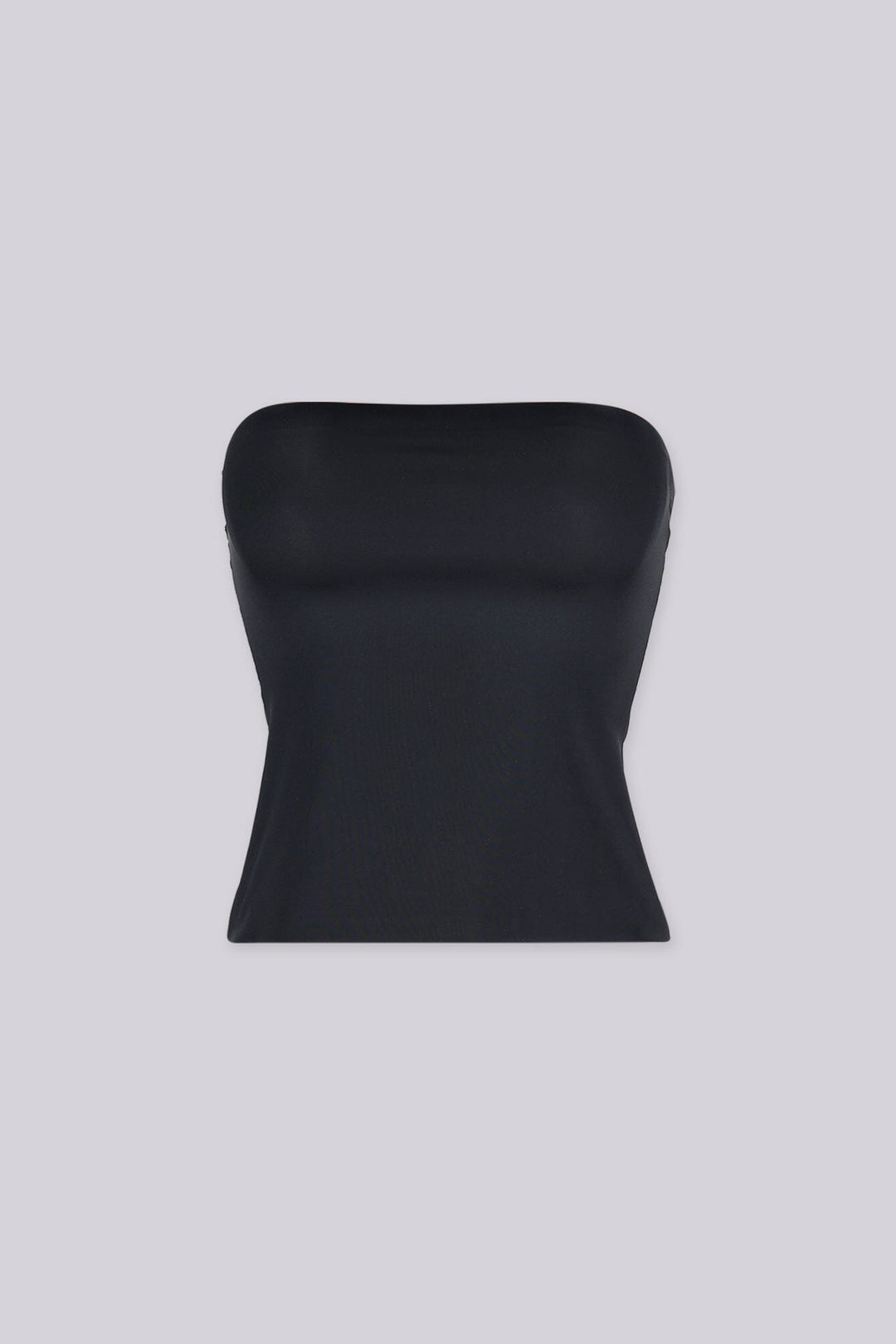 Cropped straight neckline tube top with a fitted silicone band for secure hold