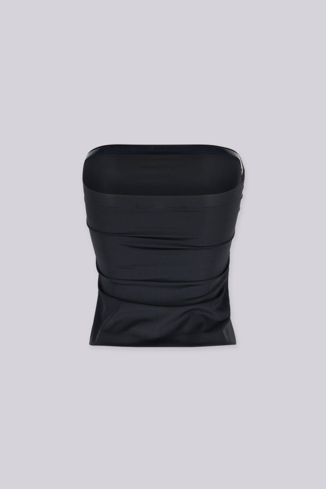 Cropped straight neckline tube top with a fitted silicone band for secure hold