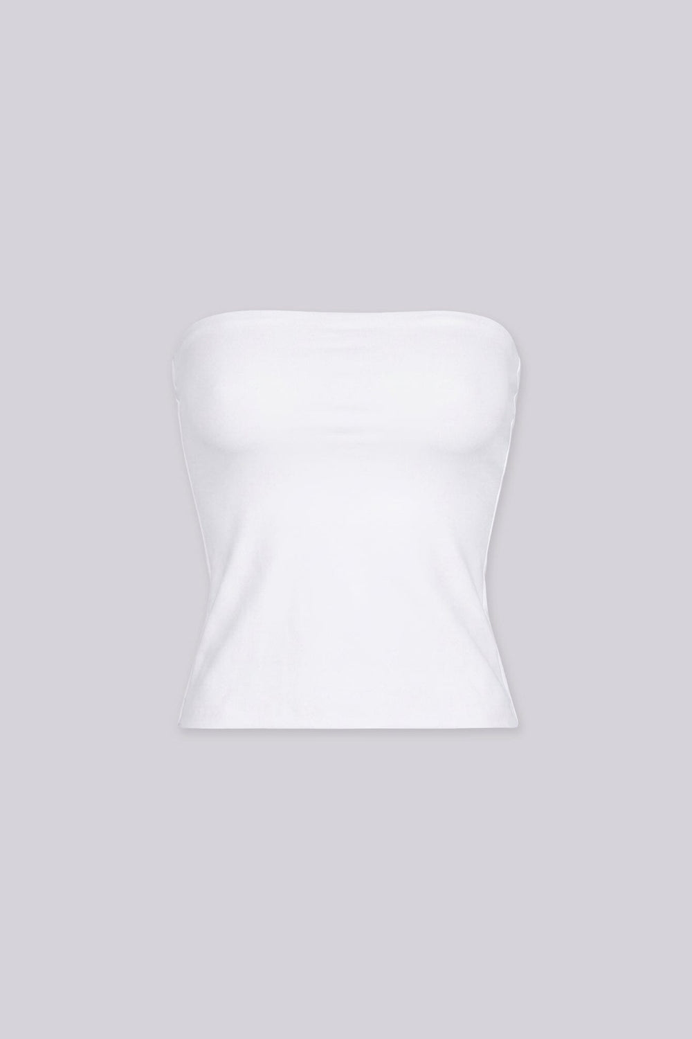 Cropped straight neckline tube top with a fitted silicone band for secure hold