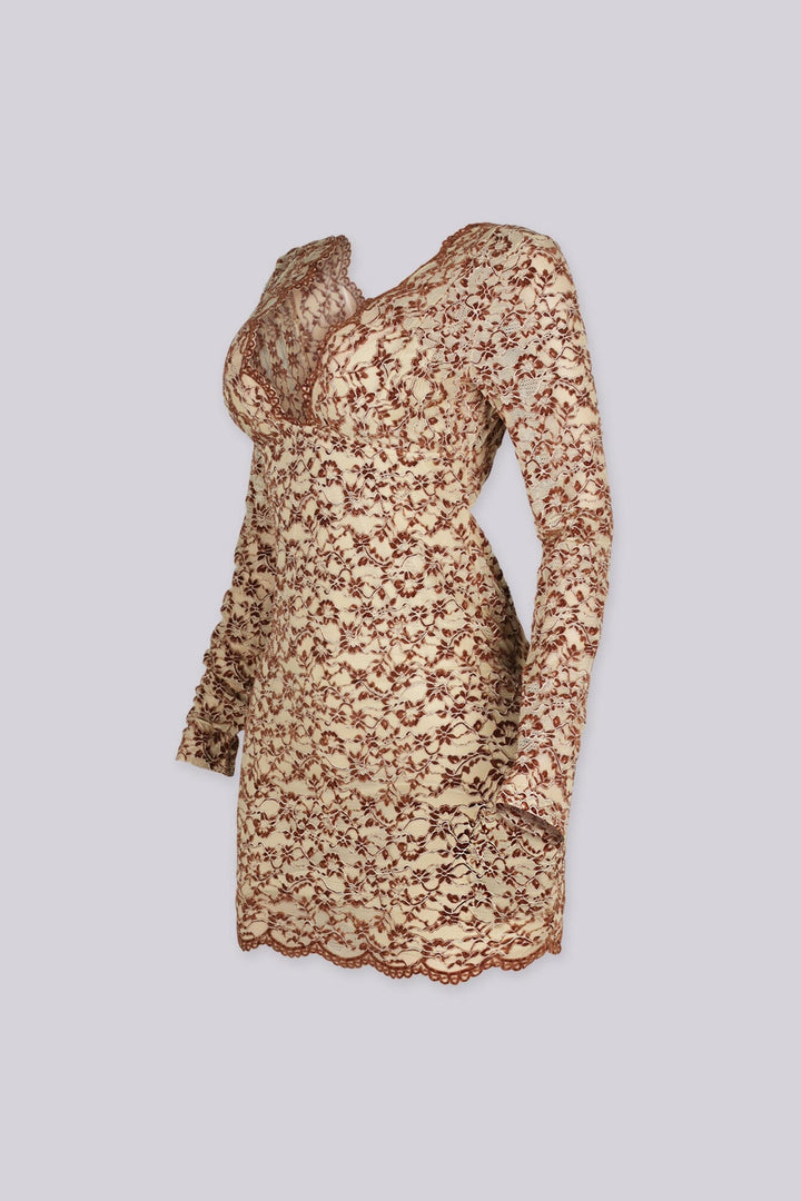 Noor Floral Lace Plunge Mini Dress