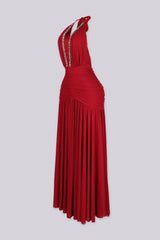Odile Rhinestone Halter Slit Maxi Dress