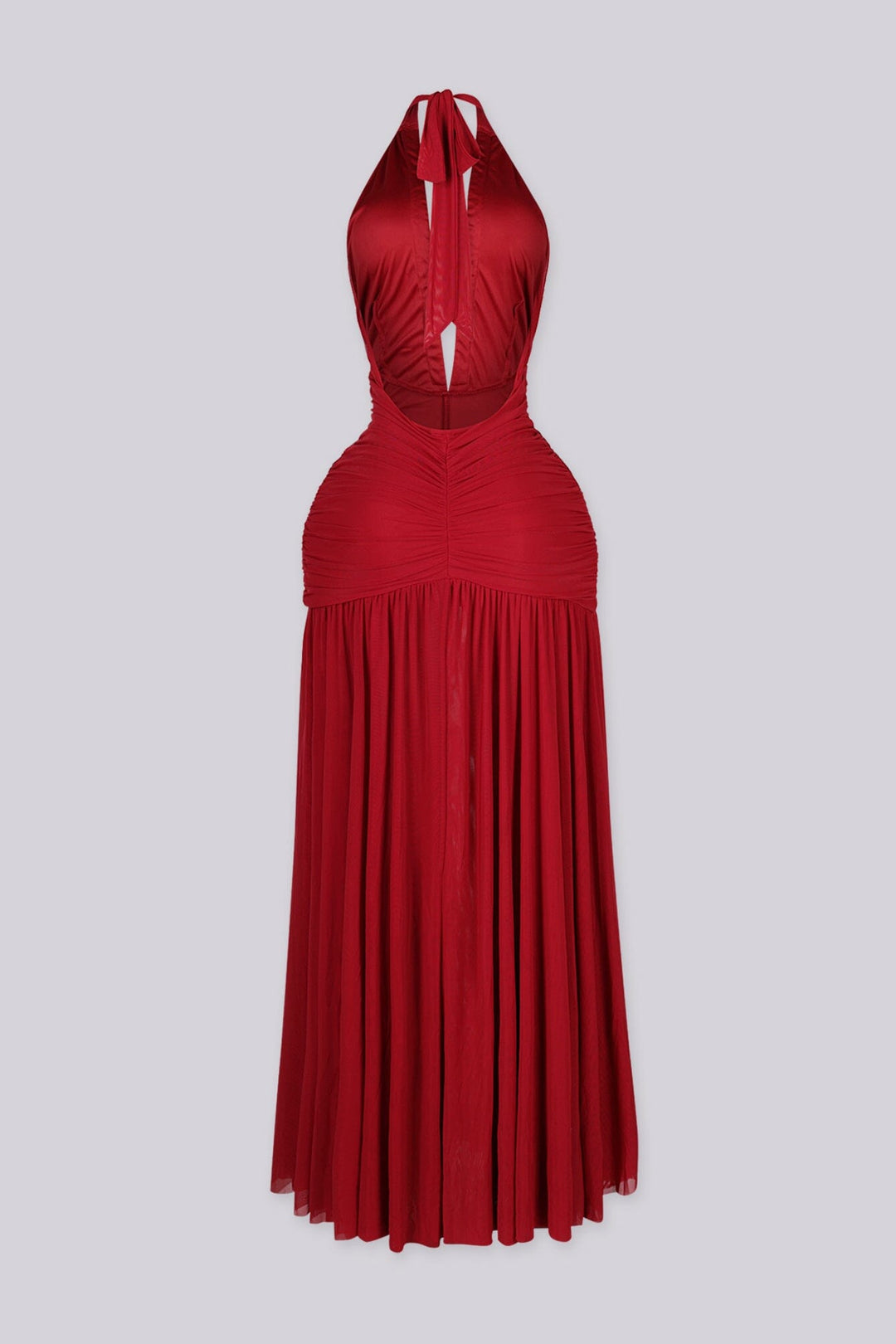 Odile Rhinestone Halter Slit Maxi Dress