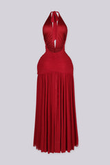 Odile Rhinestone Halter Slit Maxi Dress