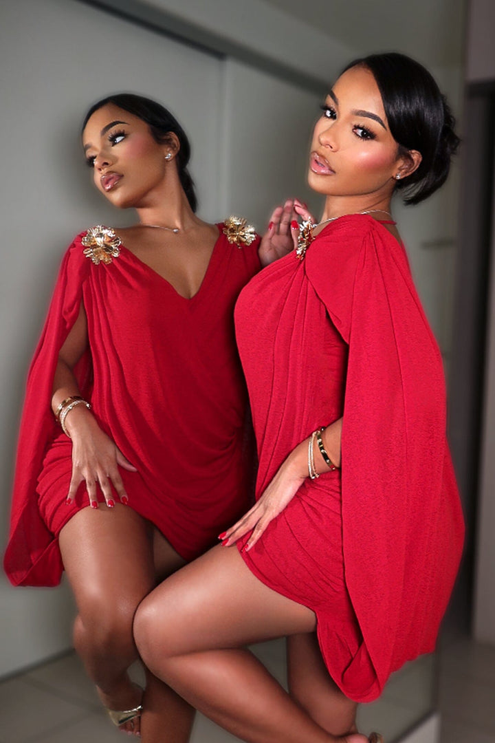 Olympia Draped Cape Mini Dress